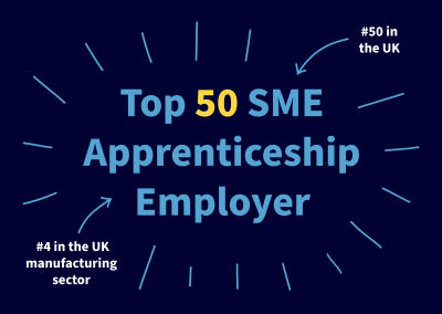 Reliance Precision Named as Top 50 UK SME Apprenticeship Employer 2023 – #4 in the Manufacturing Sector