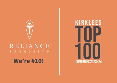 Reliance Placed 10th in Kirklees Top 100 Companies 2023/24 List